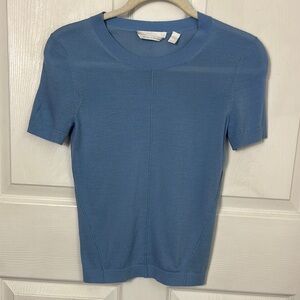 BOSS Hugo Boss Merino Superfine blue short sleeve top Blue Short Sleeve Knit Top